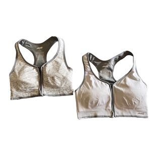 Avia Sports Bra w/ Zipper Front and Removable Pads Set of 2